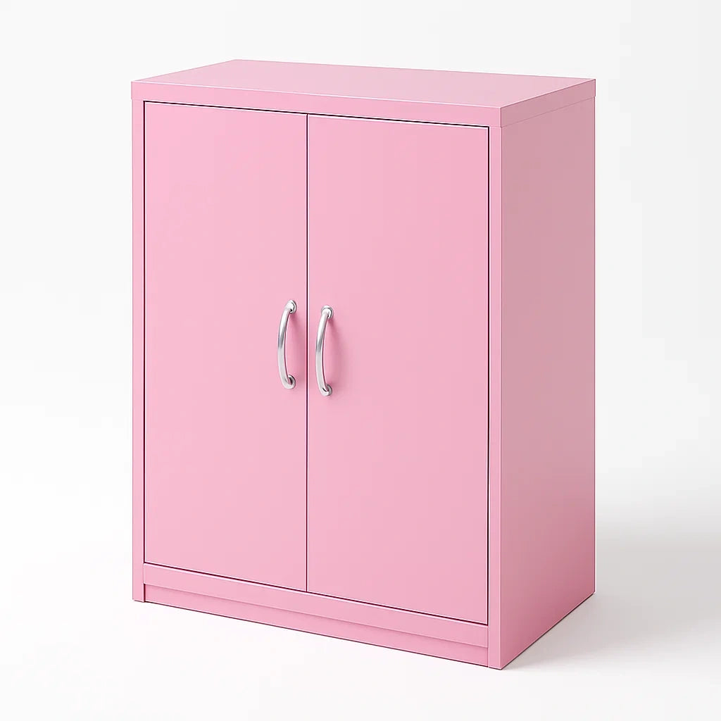 Armoire de rangement en bois avec poignées métalliques Rose 80 x 60 x 30 cm