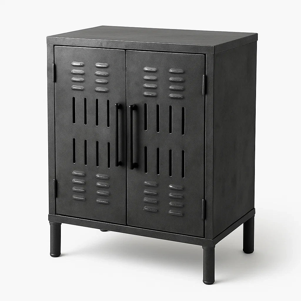 Armoire en métal noir industriel 84 cm x 60 cm x 40 cm