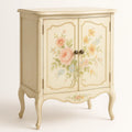 Armoire en Bois avec Motif Floral Peint à la Main