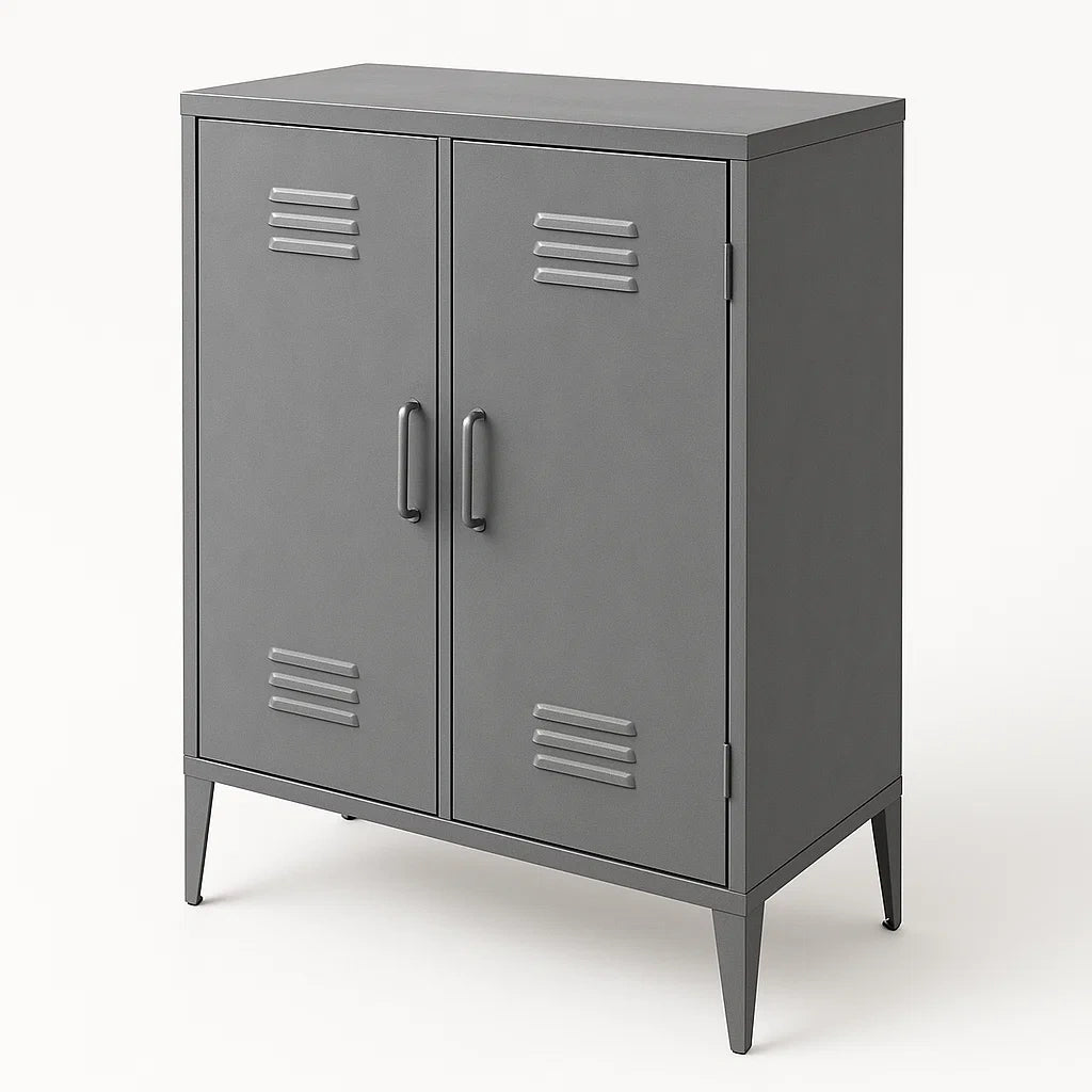 Armoire métallique en acier gris avec ventilation