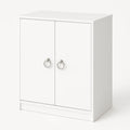 Armoire de rangement en bois blanc avec poignées en métal