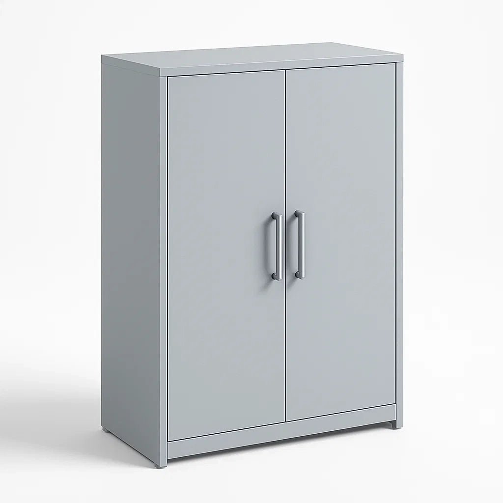 Armoire de rangement en bois MDF avec portes battantes grises