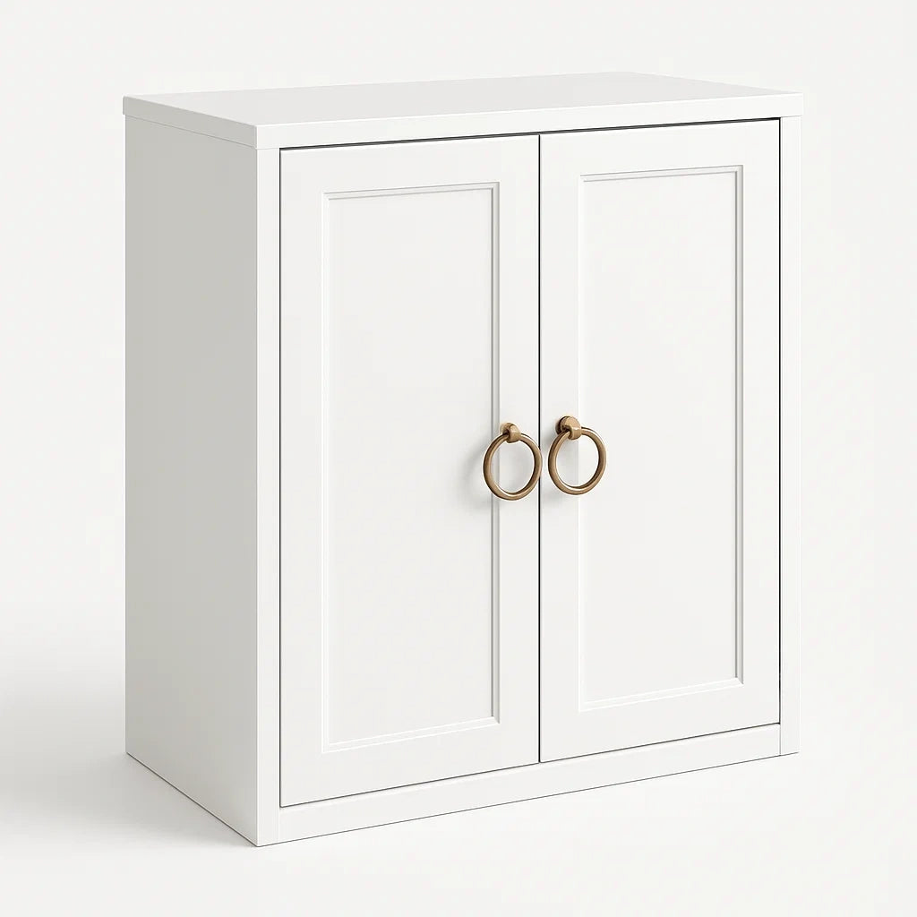 Armoire en Bois Blanc avec Poignées en Métal