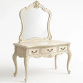 Coiffeuse en bois avec miroir et trois tiroirs