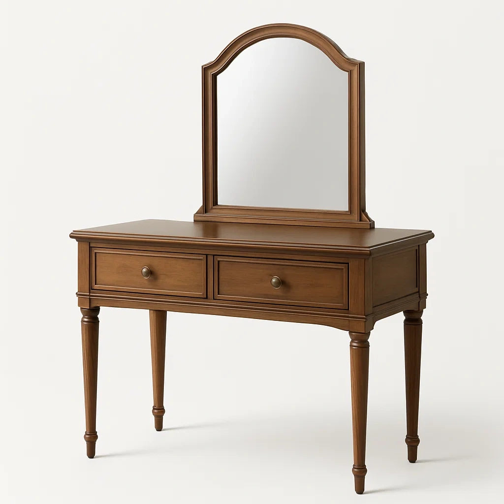 Coiffeuse en bois avec miroir et tiroirs