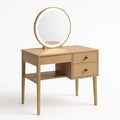 Coiffeuse en bois avec miroir LED et tiroirs
