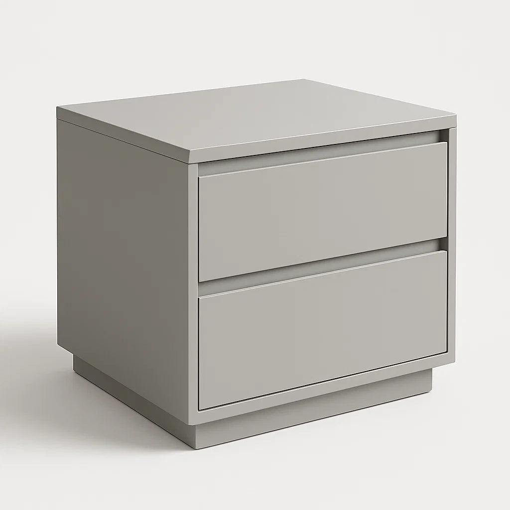Table de chevet 2 tiroirs en bois composite Gris