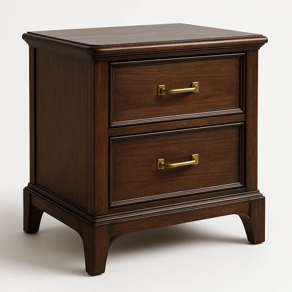 Table de Chevet en Bois à 2 Tiroirs Brun Foncé