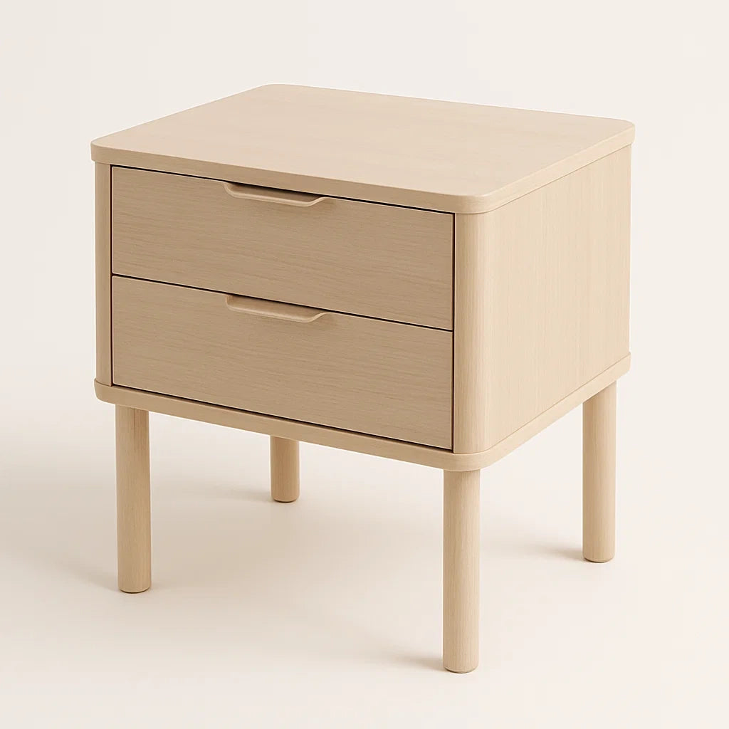 Table de chevet en bois avec deux tiroirs 45 x 35 x 55 cm