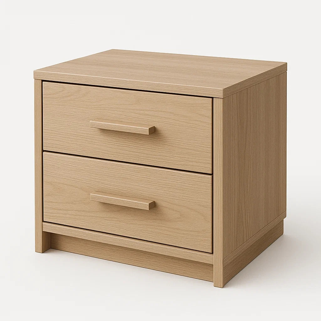 Table de chevet 2 tiroirs en bois chêne 40x30x45 cm