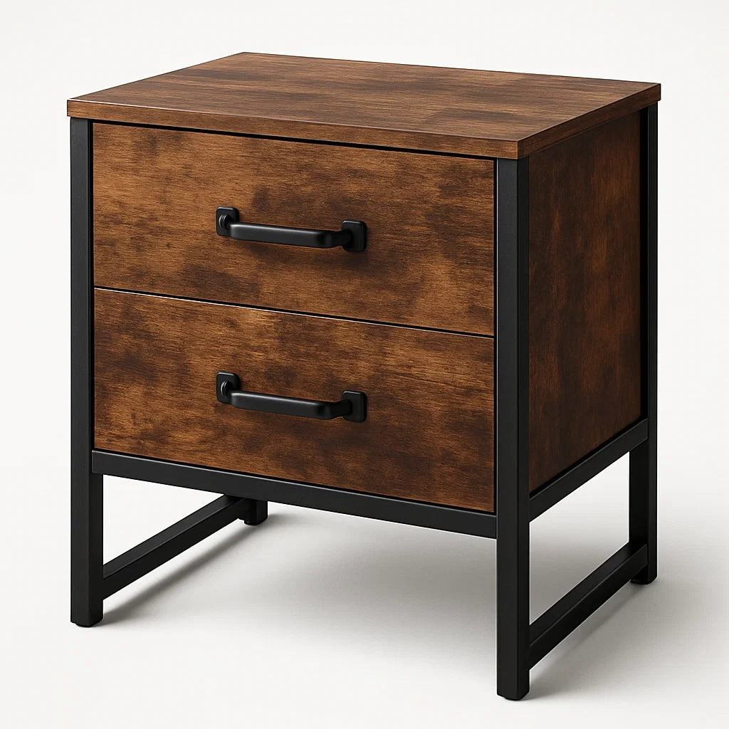 Commode en bois et métal Brun/Noir 45x40x55 cm