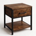 Table de nuit en bois et métal avec tiroir