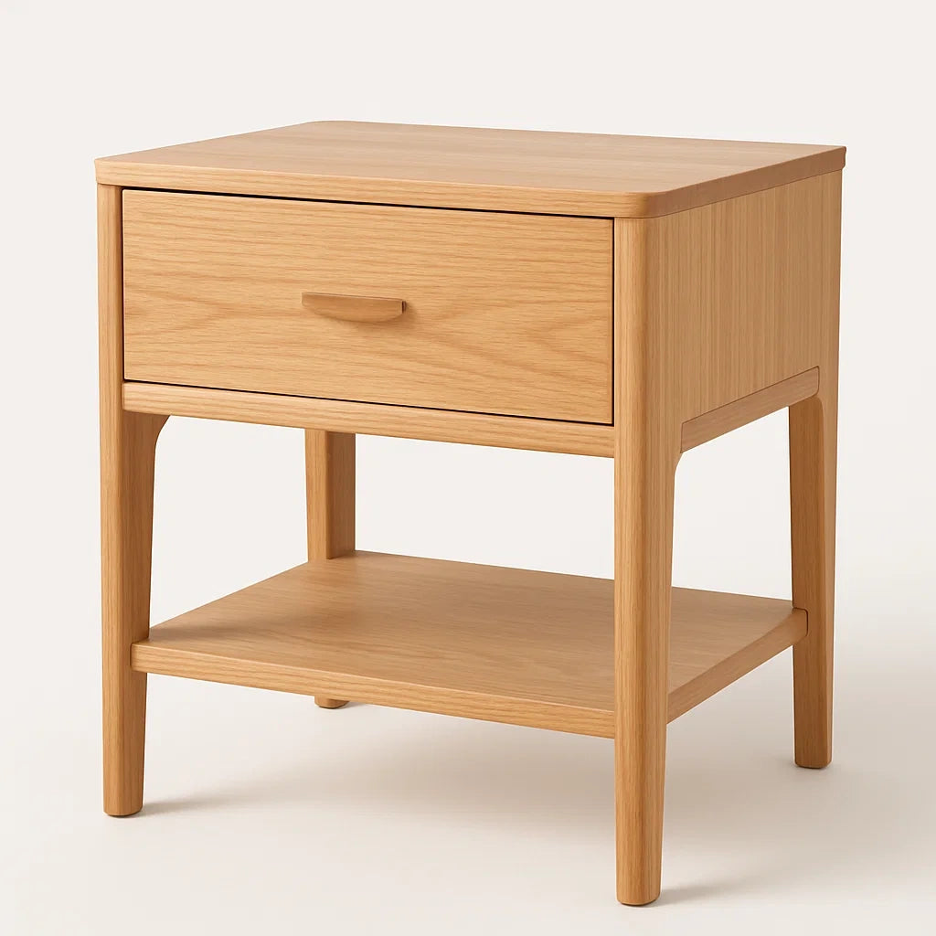 Table de nuit en bois de chêne avec tiroir
