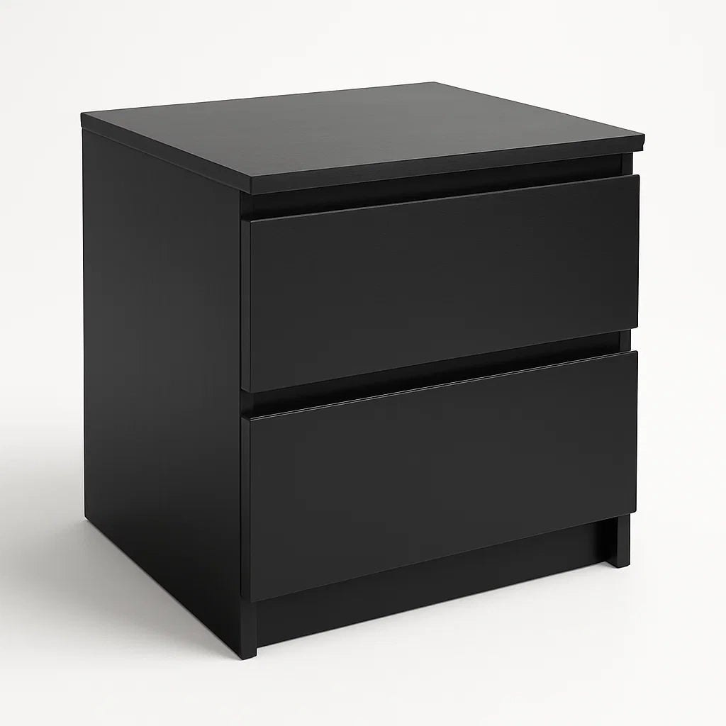 Commode en Bois Noir avec 2 Tiroirs