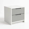 Table de chevet en bois avec 2 tiroirs Blanc/Gris 45x40x55 cm