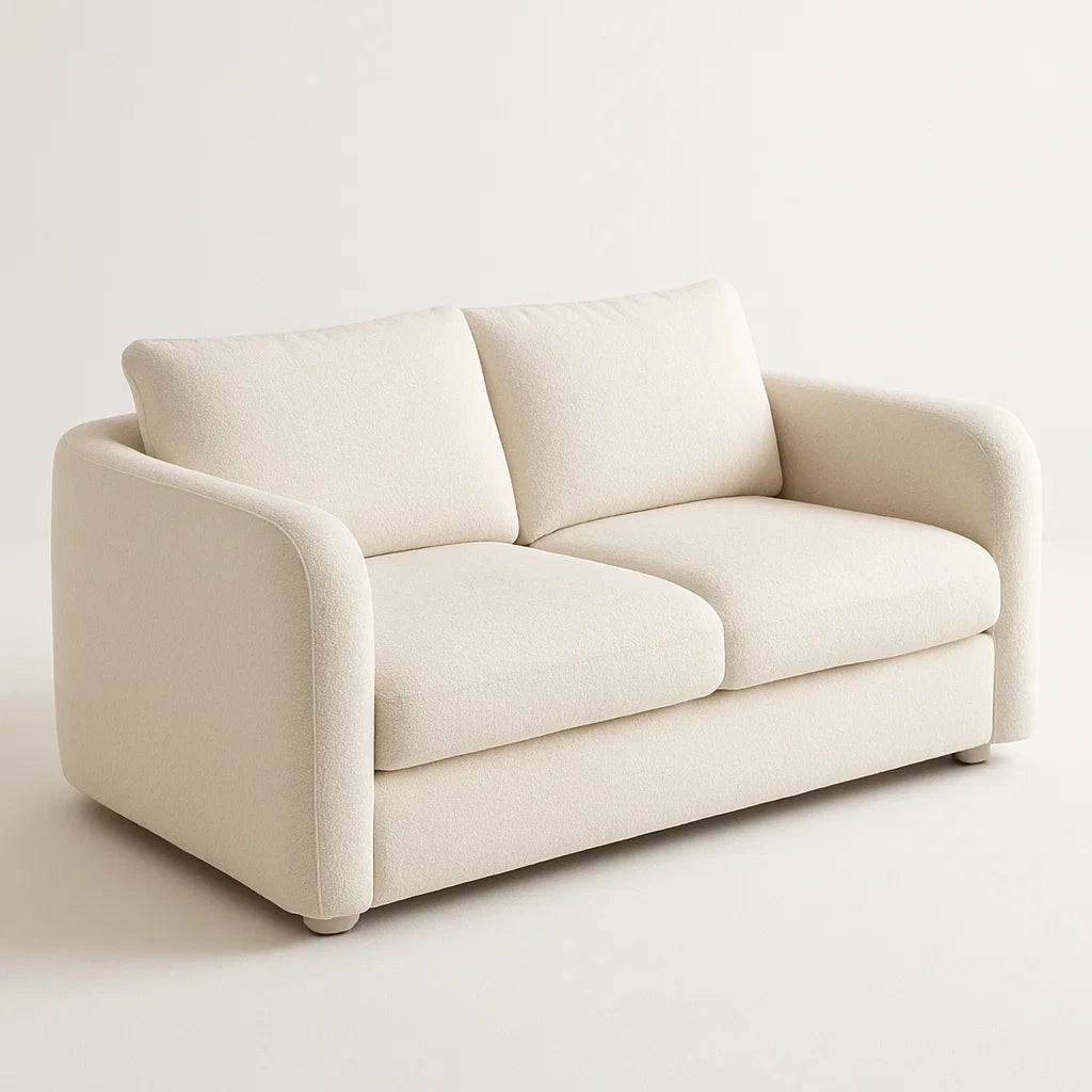 Canapé 2 places en tissu polyester Crème