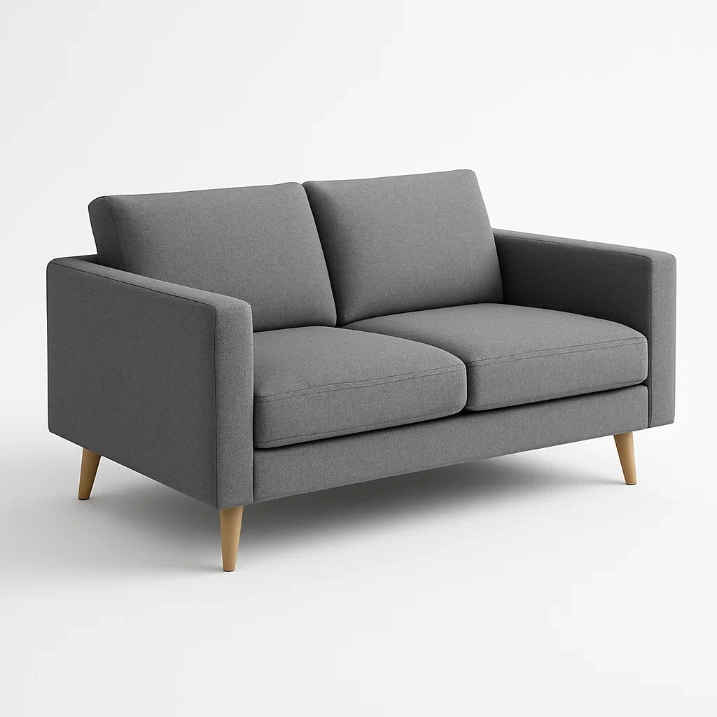 Canapé 2 places en tissu polyester avec pieds en bois