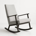 Chaise berçante en bois et tissu polyester gris