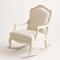 Fauteuil à Bascule en Bois et Lin Beige