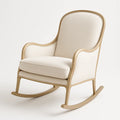 Chaise berçante en bois et lin beige