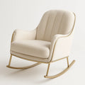 Fauteuil à bascule en tissu polyester Ivoire avec cadre en métal doré