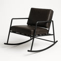 Fauteuil à bascule en cuir synthétique avec cadre en métal noir