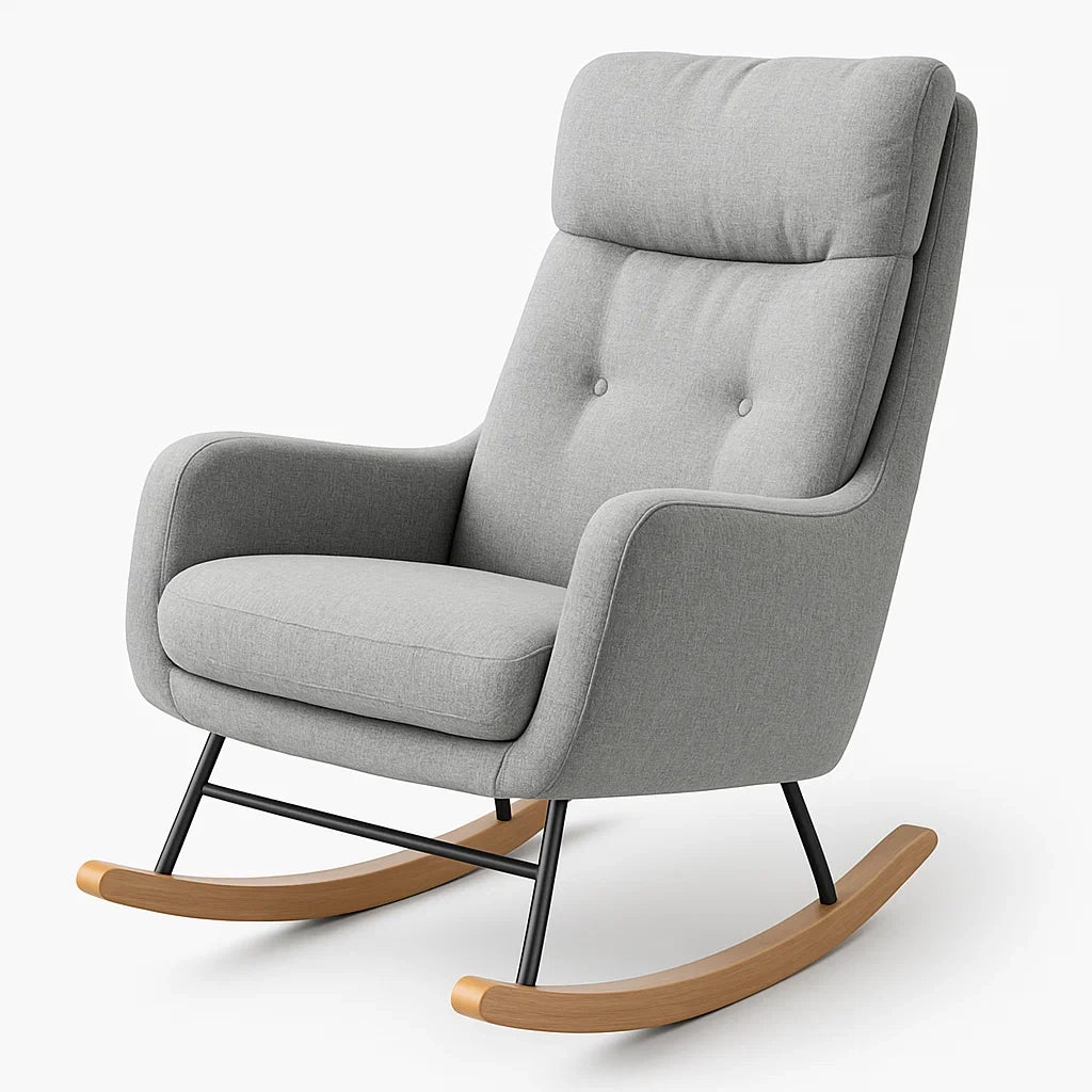 Fauteuil à bascule en tissu gris