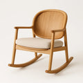 Chaise berçante en chêne avec coussin en coton Beige