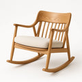 Chaise berçante en chêne avec coussin en lin