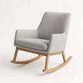 Fauteuil à bascule en bois et tissu polyester gris