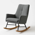 Fauteuil à bascule en bois et tissu gris