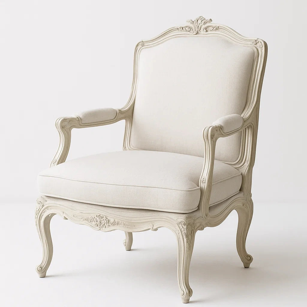 Fauteuil en bois et lin Beige