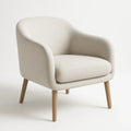 Fauteuil en tissu lin Beige avec pieds en bois