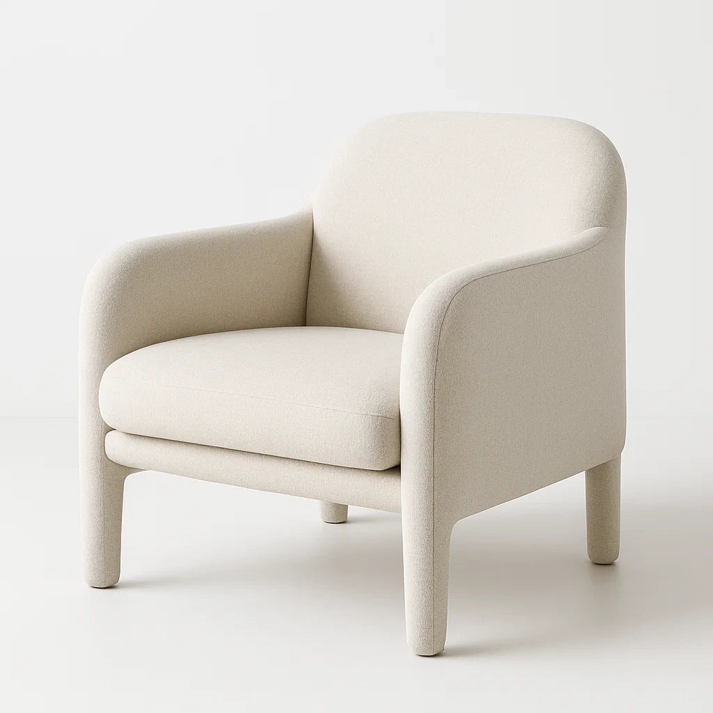 Fauteuil en tissu polyester Beige avec rembourrage en mousse