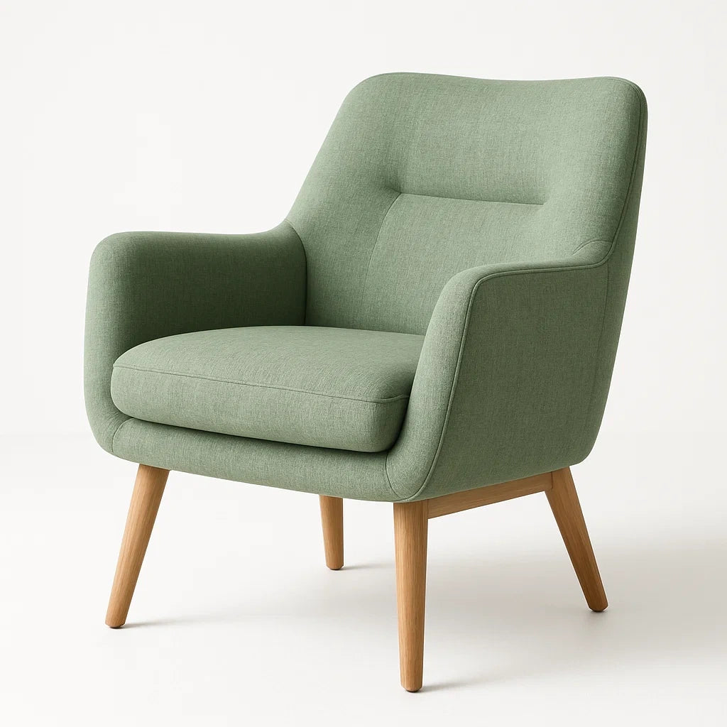 Fauteuil en Tissu avec Pieds en Bois