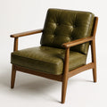 Fauteuil en cuir synthétique avec structure en chêne