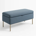 Banc de rangement en tissu avec pieds en métal bleu 120 cm
