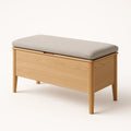 Banc de rangement en bois avec coussin en tissu beige