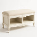 Banc en bois avec rangement et assise en tissu