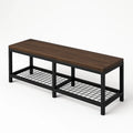 Banc de rangement en bois et métal noir 120x40x45 cm