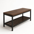 Banc en bois et métal avec étagère inférieure
