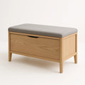 Banc de rangement en bois avec coussin gris