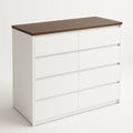 Commode 8 tiroirs en bois blanc et marron 120x40x90 cm