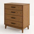 Commode en bois à 4 tiroirs avec poignées noires