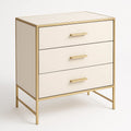 Commode 3 tiroirs MDF et Métal Blanc et Doré