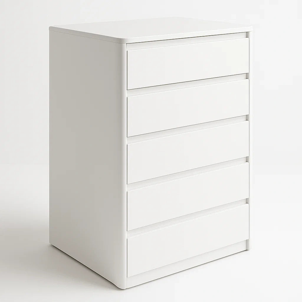 Commode 5 tiroirs en bois MDF Blanc
