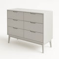 Commode 6 tiroirs en bois MDF Gris Clair