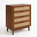 Commode en bois avec tiroirs en rotin