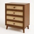 Commode en Bois de Noyer avec Tiroirs en Rotin Naturel