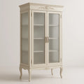 Armoire vitrée double porte en bois crème